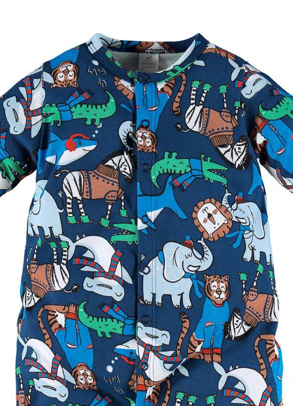 Up Baby - Macacão Bebê em Suedine Azul 2