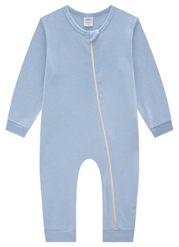 Marlan - Macacão Bebê em Suedine Unissex Azul