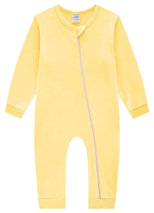 Marlan - Macacão Bebê em Suedine Unissex Amarelo - MARLAN