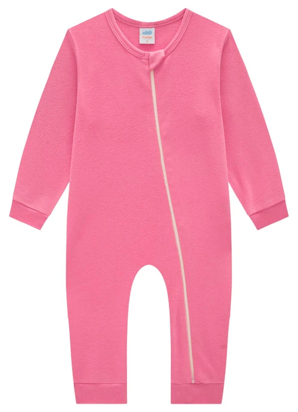 Marlan - Macacão Bebê em Suedine Unissex Rosa