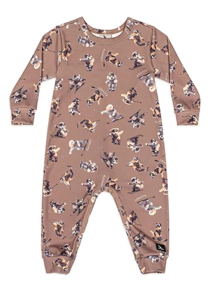 Quimby - Macacão Bebê Malha Thermosoft Marrom - QUIMBY