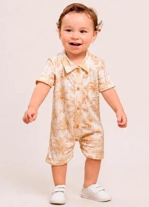 Vida Costeira - Macacão Bebê Masculino Coqueiros Terra - VIDA COSTEIRA