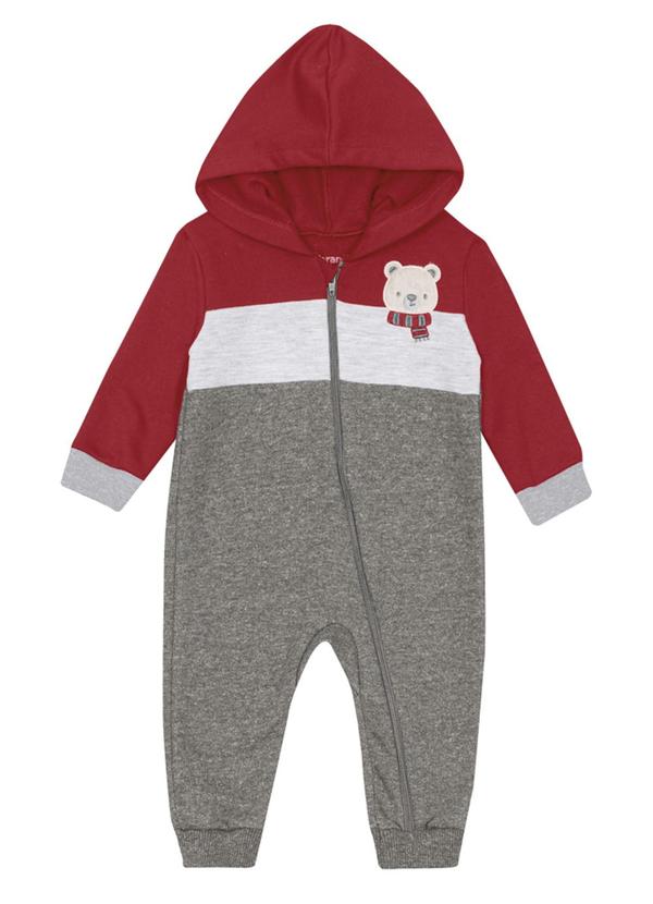 Brandili Baby - Macacão Bebê Menino de Ursinho Vermelho