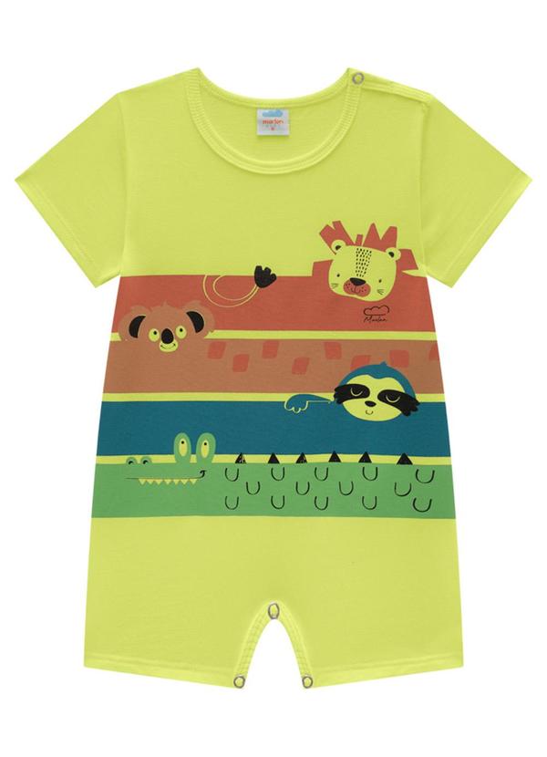 Marlan - Macacão Bebê Menino em Meia Malha Penteada Verde