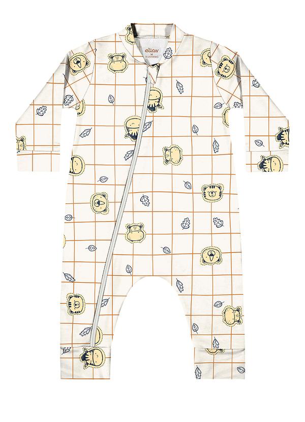 Elian - Macacão Bebê Menino Estampado Bege