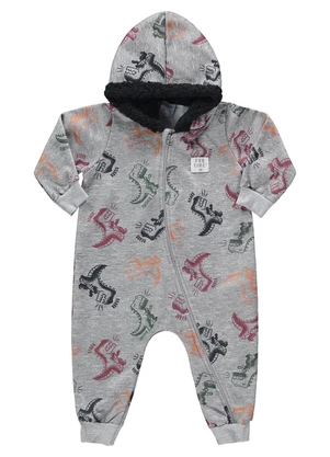 Marlan - Macacão Bebê Menino Moletom Dino Baby Cinza - MARLAN