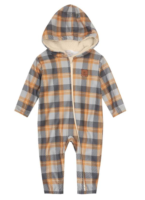 Brandili Baby - Macacão Bebê Menino Quadriculado Amarelo
