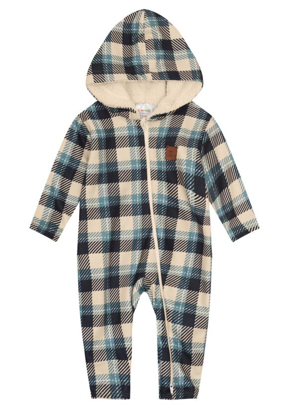 Brandili Baby - Macacão Bebê Menino Quadriculado Bege