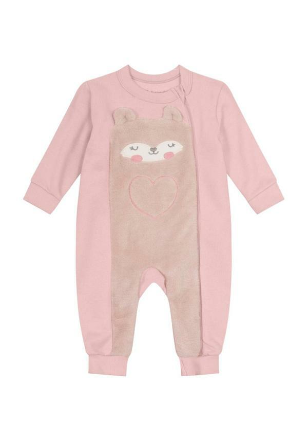 Brandili Baby - Macacão Bebê Menino Ursinho Rosa