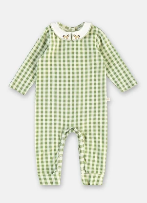 Up Baby - Macacão Bebê Suedine Xadrez Estampado - UP BABY