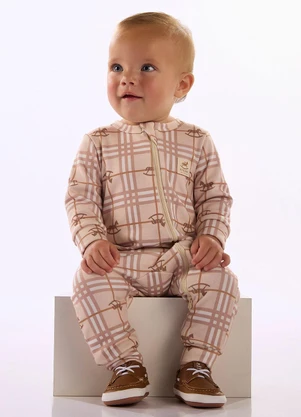 Up Baby - Macacão Bebê Thermosoft Bege - UP BABY