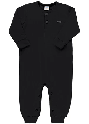 Marlan - Macacão Bebê Unissex Canelado Maxi Baby Preto - MARLAN