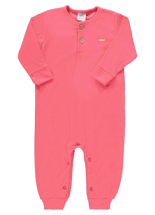 Marlan - Macacão Bebê Unissex Canelado Maxi Baby Rosa