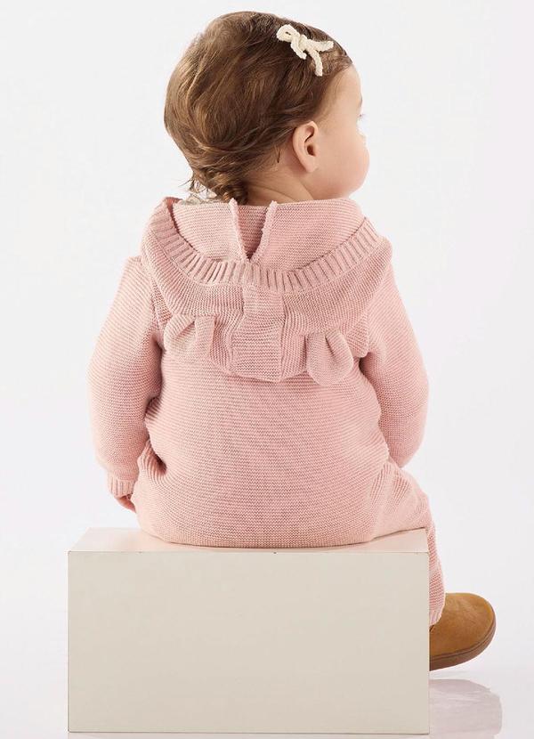 Up Baby - Macacão Bebê Unissex em Tricot Rosa 2