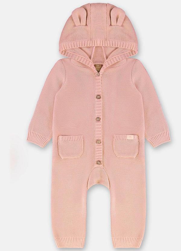 Up Baby - Macacão Bebê Unissex em Tricot Rosa 3