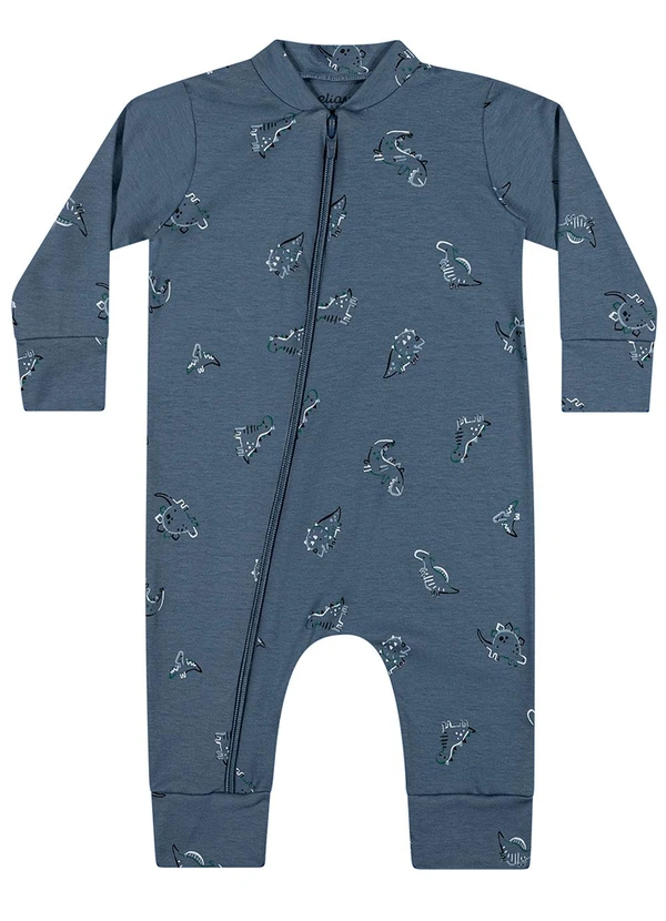 Elian - Macacão Bebê Unissex Estampado Azul