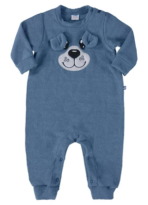 Marlan - Macacão Bebê Unissex Malha Boucle Baby Azul - MARLAN