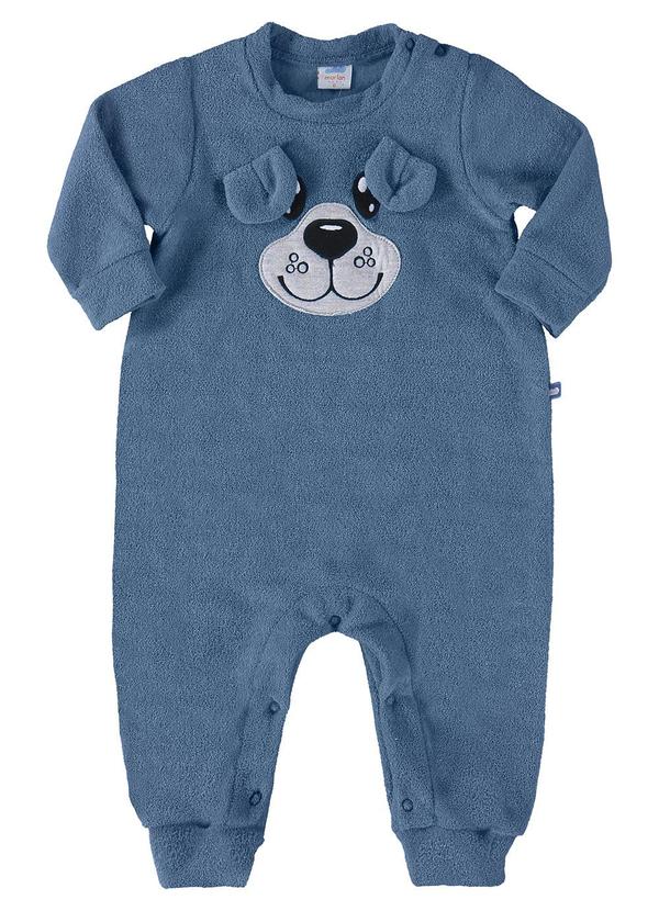 Marlan - Macacão Bebê Unissex Malha Boucle Baby Azul