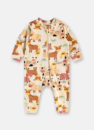 Up Baby - Macacão Bebê Zíper Frontal Estampado - UP BABY