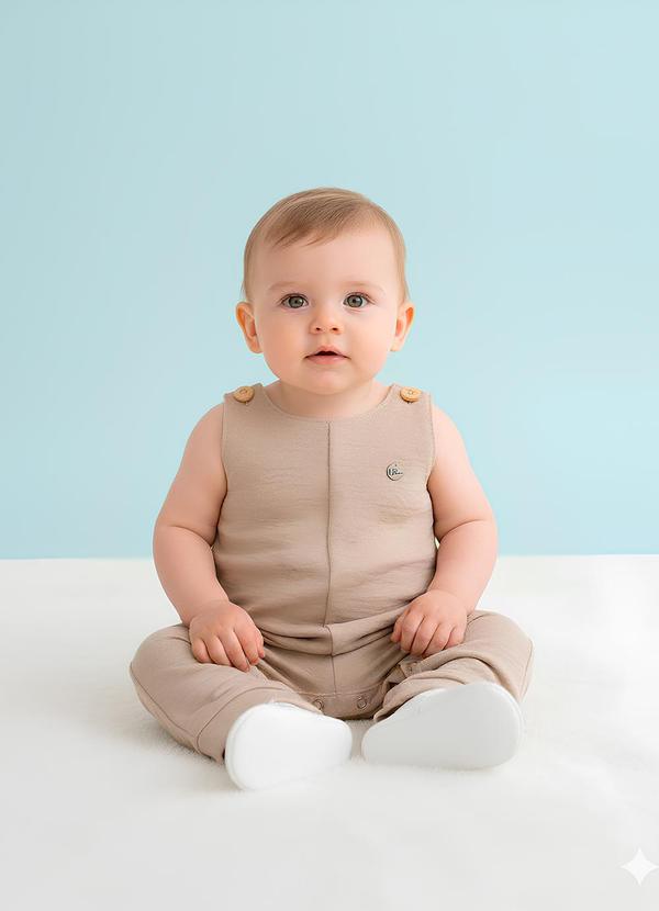 Lik Boys - Macacão com Recorte no Centro Bege