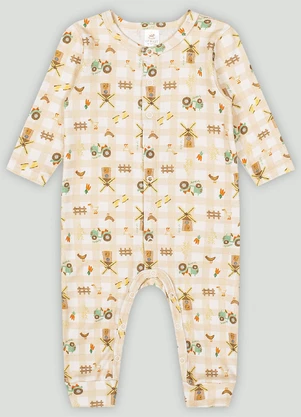 Macacão Comfy para Bebê Menina Up Baby Marrom - UP BABY