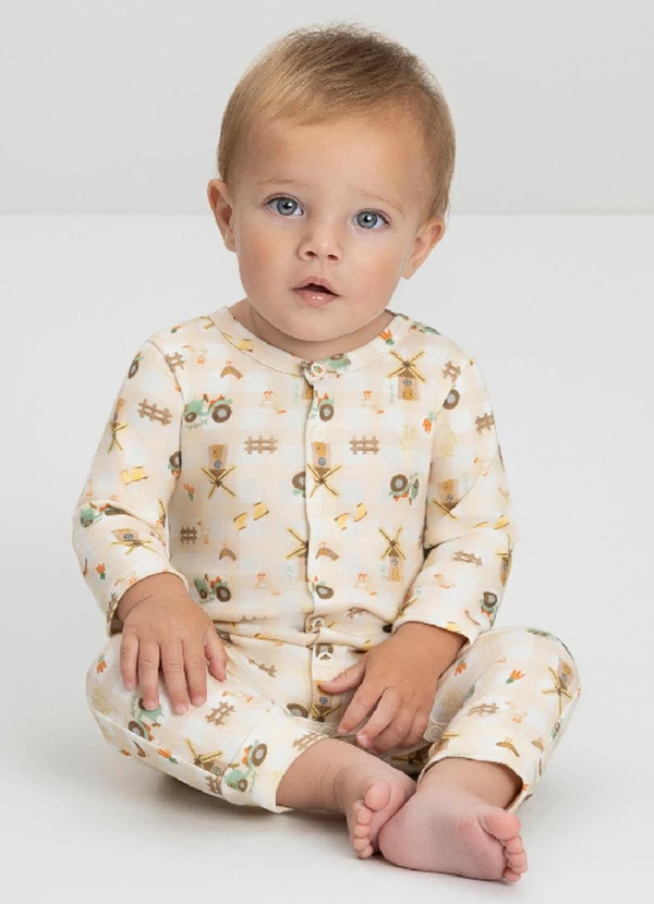 Up Baby - Macacão Comfy para Bebê Menina Up Baby Marrom