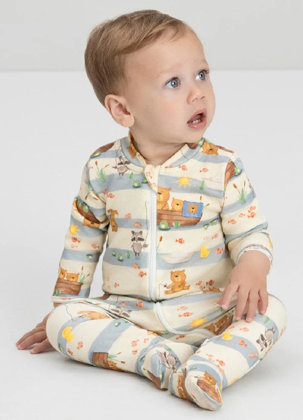 Up Baby - Macacão Comfy para Bebê MeninoAzul
