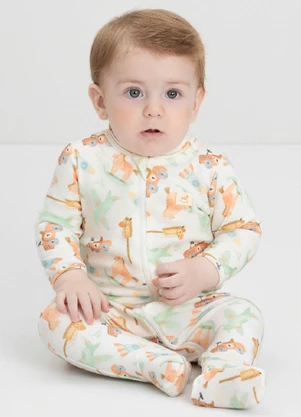 Up Baby - Macacão Comfy para Bebê Menino Branco - UP BABY