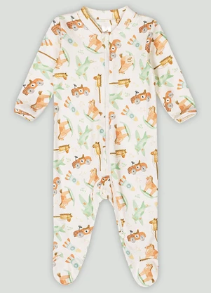 Up Baby - Macacão Comfy para Bebê Menino Branco - UP BABY