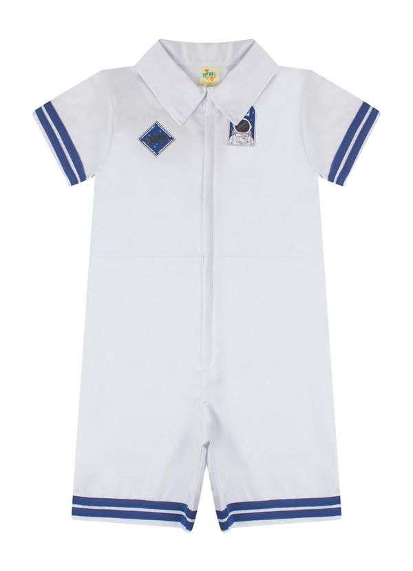 Twingo - Macacão Curto de Astronauda em Sarja Branco