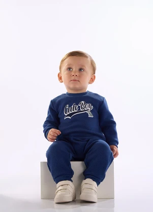 Quimby - Macacão Cute Boy Bebê Matelassê Azul - QUIMBY