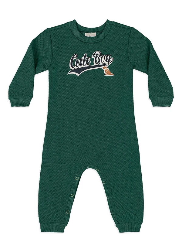Quimby - Macacão Cute Boy Bebê Matelassê Verde