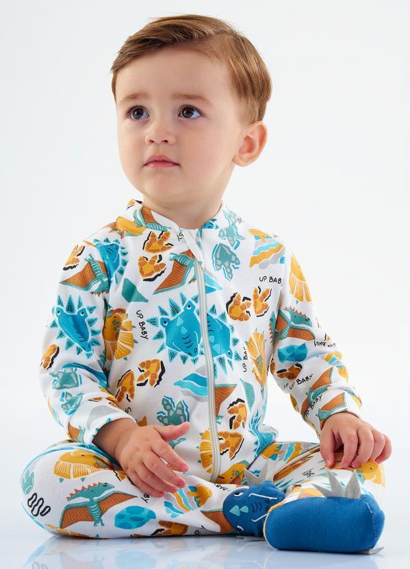 Up Baby - Macacão Dinos Bebê Menino Branco