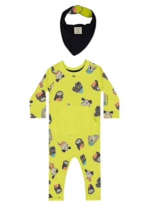 Quimby - Macacão e Babador Bebê Menino Azul - QUIMBY