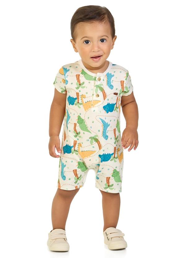 Marlan - Macacão em Molecotton Mapa dos Dinossauros Bege 1