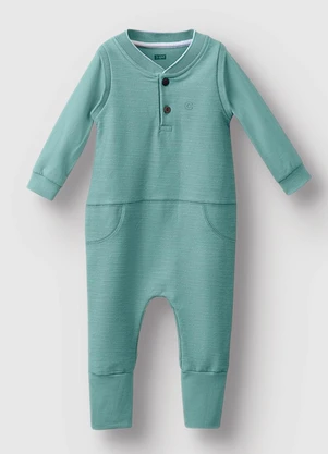 Carinhoso - Macacão em Moletinho Menino Azul Turquesa - CARINHOSO