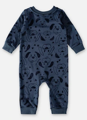 Up Baby - Macacão em Moletom Bebê Menino Azul - UP BABY