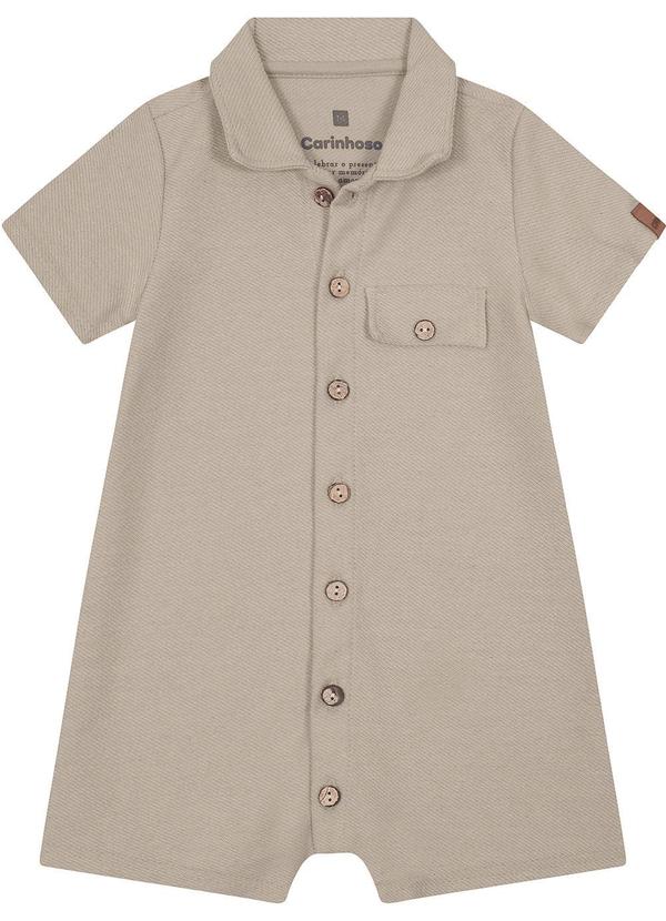 Carinhoso - Macacão em Moletom Sarjado Menino Marrom