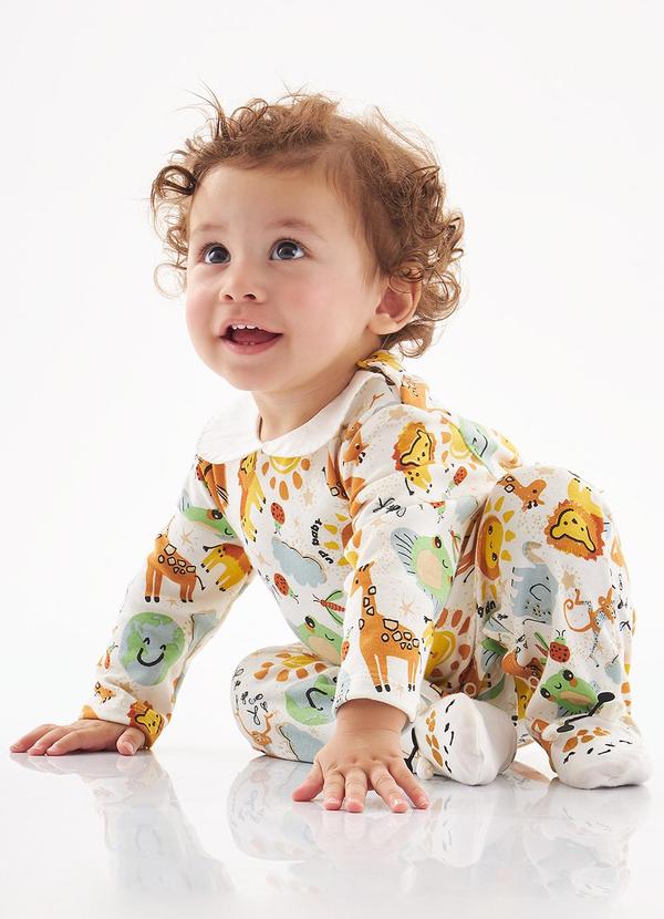 Up Baby - Macacão em Suedine Bebê Menino Amarelo