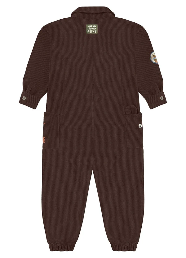 Três e Já - Macacão em Veludo Cotelê Marrom 4