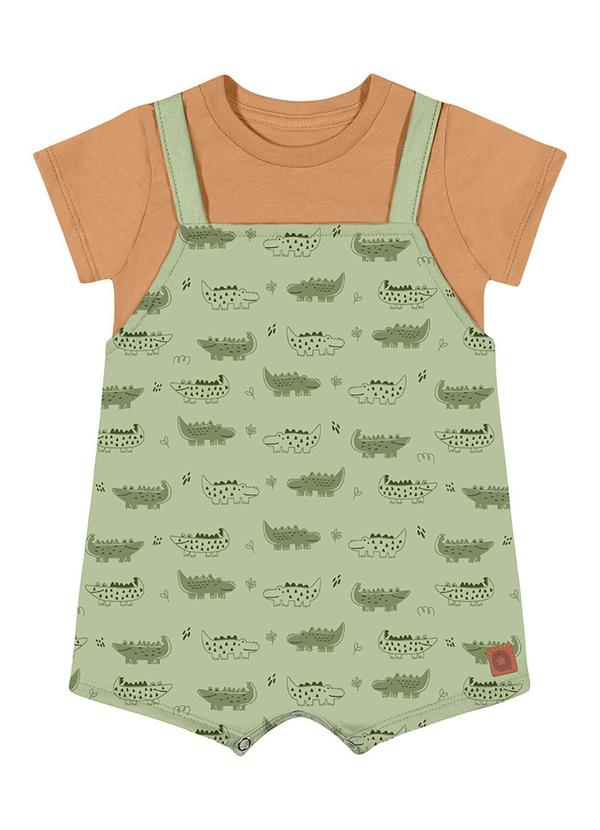 Alenice - Macacão Estampa Jacarés Menino Marrom
