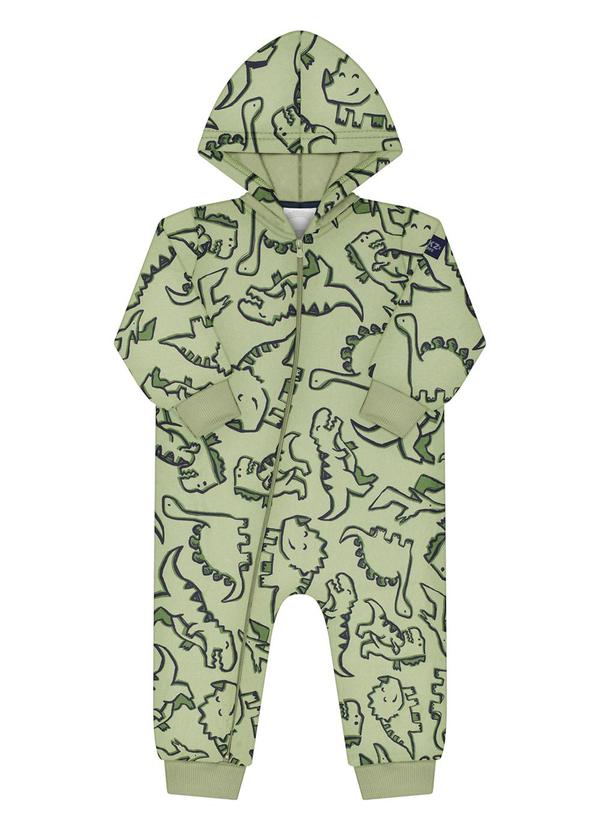 Alakazoo - Macacão Estampado com Zíper em Moletom Verde