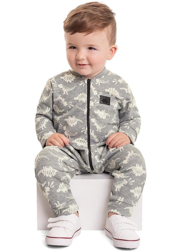 Quimby - Macacão Estampado para Bebê Menino Cinza