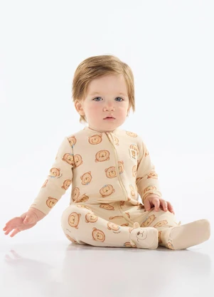 Up Baby - Macacão Estampado Unissex Bebê Bege - UP BABY