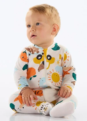 Up Baby - Macacão Estampado Unissex Bebê Laranja - UP BABY