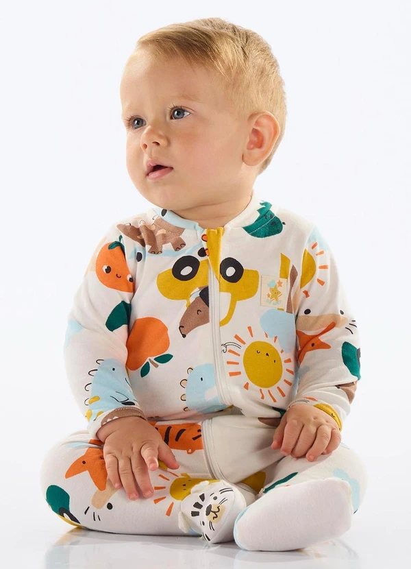 Up Baby - Macacão Estampado Unissex Bebê Laranja