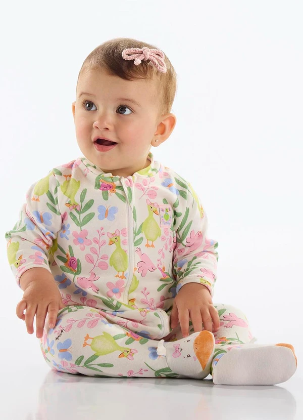 Up Baby - Macacão Estampado Unissex Bebê Rosa