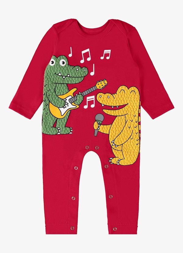 Rovi Kids - Macacão Infantil Masculino Dino Vermelho 1