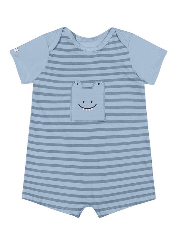 Alenice - Macacão Listrado com Bolso Menino Azul 2