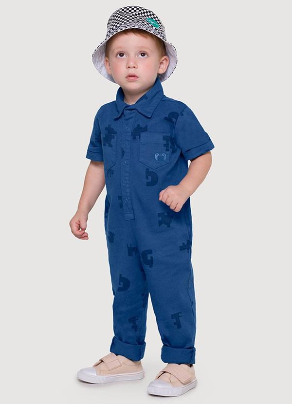 Tigor T Tigre - Macacão Manga Curta Bebê Menino Azul